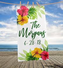 Custom Wedding Beach Towel Personalized Beach Towel Floral Beach Towel Tropical Towel Elegant H Personalized Beach Towel Custom Beach Towels Custom Wedding