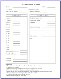 Daily cash worksheet a customizable excel template with formulas for entering daily cash transactions. Cash Register Reconciliation Form Vincegray2014