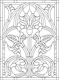 Ornament Medieval Stained Glass Coloring Pages Art Nouveau Pattern