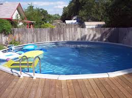 Position the plank and level from the center of the work area to its edge, like a clock's hand. View From The Deck Of Above Ground Pool Lowered 24 Below Ground Level Pool Rund Pool