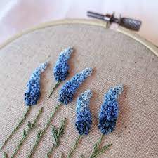 Claire On Instagram Blue Wildflowers Embroidery Embroideryart Embroiderydesign Embro French Knots Flower Embroidery Designs French Knot Stitch