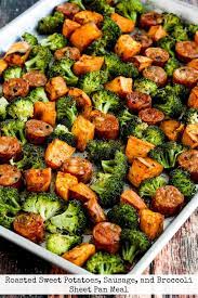 Sweet potato and cauliflower quinoa bowls the fitchen cauliflower, chipotle powder, garlic, white pepper, orange juice and 19 more sweet potato, broccoli, tofu and cashew curry maehorsley brown sugar, yoghurt, ground turmeric, cashews, tomato paste and 13 more Roasted Sweet Potatoes Sausage And Broccoli Sheet Pan Meal Kalyn S Kitchen