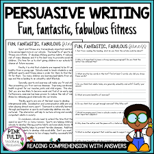 Persuasive Writing Comprehension Fun Fantastic Fabulous Fitness Persuasive Writing Writing Comprehension Persuasive Text