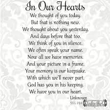 In Our Hearts Poem Bereavement Mourning Sympathy Grief Funeral Svg Pdf Png Digital File Vector Graphic Grieving Quotes Mourning Quotes Funeral Poems