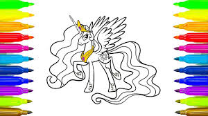 Cartoons, my little pony coloring pages. How To Draw My Little Pony Princess Celestia Coloring Pages Colours With Colored Markers Youtube