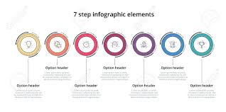 business process chart infographic with 7 step circles circular