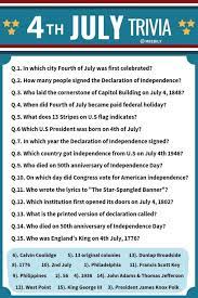 Canada 150 trivia questions and answers canada day trivia quiz canada day trivia for seniors canada geography trivia. 100 Fourth Of July Trivia Questions Answers Meebily