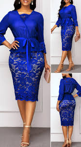 Rotita Com Usd 35 96 In 2020 Lace Blue Dress Royal Blue Lace Dress Lace Dress Styles