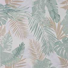 Tropical leaf design featuring bright blue palm and monstera plant leaves on a pink background. Leaf Wallpaper Leaf Print Wallpaper All Wallpaper Wilko Com