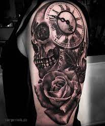 Skull Clock Rose Tattoo Designs And Ideas 2017 Collection Clock And Rose Tattoo Clock Tattoo Clock Tattoo Sleeve