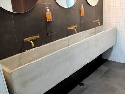 Cardiff modern grey bathroom full design and renovation. Vasse Felix Concrete Trough Sinks Concrete Studio