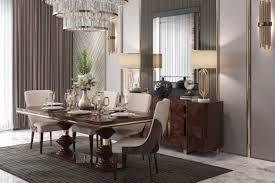 In a living room with a tall ceiling, it can feel like you have an endless amount of space. Casa Padrino Luxury Art Deco Dining Room Chair Set Beige Dark Brown High Gloss Kitchen Chairs Set Of 6 Noble Art Deco Dining Room Furniture