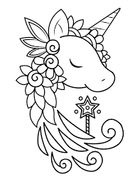 Download or print this unicorn head coloring page. Printable Unicorn Head Coloring Page