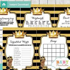 They'll break the ice while getting guests that don't know each other to mingle. African American Black And Gold Prince Baby Shower Games D274 Baby Printables