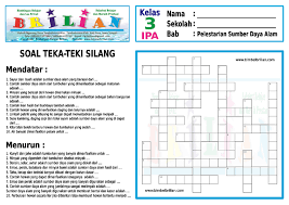 Kumpulan Soal Teka Teki Silang Tts Sd Kelas 3 Ipa Kepingan Sumber Daya Alam Berpendidikan