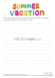 Summer vacation short essay (100 words) my name is vinay, i am from kerala. Summer Vacation How Many Words Puzzles