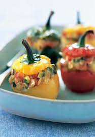 Poivrons Farcis A L Italienne Recette Poivron Poivrons Farcis Plat Avec Du Riz