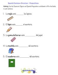 Spanish Sentence Structure Prepositions Spanish Sentences Sentence Structure Prepositions