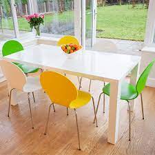Buy any modern & contemporary dining furniture set for your room at discount price. Modern White Dining Tables And Trendy Coloured Chairs Danetti
