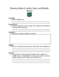 Draw arrows to show where the outer electrons will go during a chemical reaction, then draw the resulting compound. Worksheet Can Be Used As Homework Or Assessment Covers Metallic Bonds Metallic Properties Malleability Crystal U Covalent Bonding Ionic Bonding Worksheets