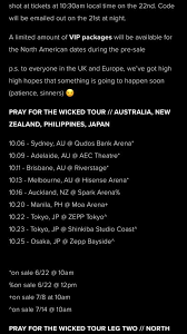Jul 11, 2018 end date: Pray For The Wicked Tour Panic At The Disco Amino