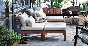 Applaro Easy Chair With Footstool Outdoor Brown Stained Hallo Beige Ikea Ikea Patio Ikea Outdoor Furniture