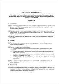 Sample official memo for late comers of marketing persons or other office management staff. The Health And Personal Social Services Superannuation Scheme And Injury Benefits And Health And Social Care Pension Scheme Amendment Regulations Northern Ireland 2009 Explanatory Memorandum