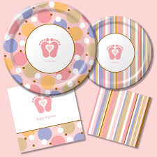 Tiny Toes Feet Girls Pink Baby Shower Plates Napkins Baby Shower Plates Pink Baby Shower Baby Shower