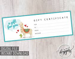 Birthday Gift Card Ideas For Kids Kids Llama Gift Certificate Valentines Day Christmas Gift Ideas Birthday Lama Gift Certificate Best Friends Gift Gifts For Girls Diy Gift Certificate Template Diy Gifts For Kids Llama Gifts