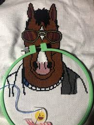 How to download the scheme for free? Wip Bojack Horseman I Am Making For A Friend I Hate Brown Forever Pattern From Etsy Seller Harpsealcrossstitch Crossstitch