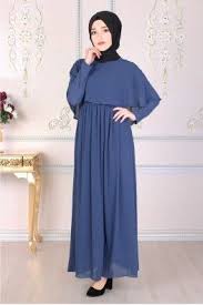 Yarim Pelerinli Indigo Tesettur Elbise Elbise Indigo Moda Stilleri