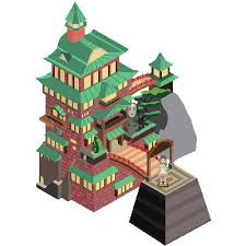 Isometric Pixel Art Of The Bath House From Spirited Away Pixel Art Concept Art Characters Art