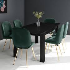 Tov tov dinning chairs trinity trinity dining chair twill fabric upholstered chair valentine valentine dining armchair vapour dining chair velvet velvet. Black Extendable Dining Table With 6 Gold Green Velvet Chairs Vivienne Jenna Furniture123