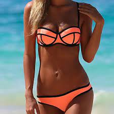 10 99 Venus Queen Women S Fluorescence Color Bikini Bikinis Neoprene Bikini Neon Orange Bikini
