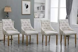 Arm chairs will add about 6 to the width of a dining chair. Homesailing Set Of 4 Beige Dining Room Armchairs Only With Button Trim Fabric Upholstered High Beige Dining Room Arm Chairs Living Room Dining Room Arm Chairs