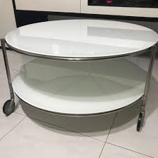 Save to favorites tabatha coffee table. Ikea Round Coffee Table C W Castors Tempered Glass Tops Furniture Home Living Furniture Tables Sets On Carousell