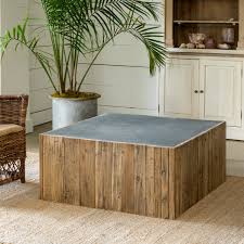Because of this, there are small differences in the wood per article and each table is unique. Aged Zinc Top Platform Coffee Table Painted Fox Home