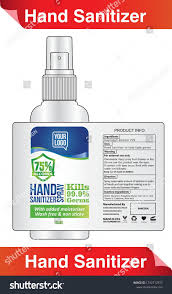 75 Percent Alcohol Hand Sanitizer Disinfectant Spray Label Design Vector Illustration Graphic Hand Sanitizer Label Design Sanitizer