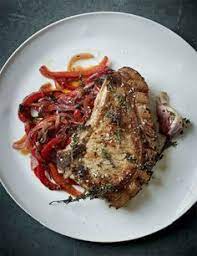 Move the chops to the outer part of the grill or lower the flame under the grill pan if they are. Pork Chops With Sweet And Sour Peppers Stuffed Peppers Gordon Ramsey Recipes Healthy Recipes