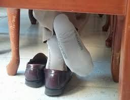 Male Shoeplay Under The Desk Barefoot Men Sport Shoes Male Feet