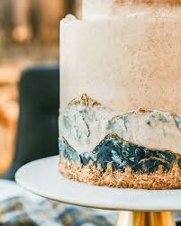 Painted Mountain Cake Mountain Cake Gold Leaf Cakes Mountain Wedding Cake