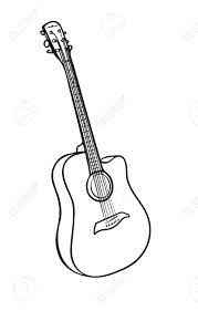 Yellow acoustic guitar with a large empty space for writing or drawing. Vector Illustration Isolated Acoustic Guitar In Black And White Royalty Free Cliparts Vectors And Stock Illustration Image 124669194