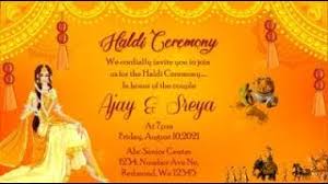 Haldi function takes place one day before the wedding. Haldi Whatsapp Video Invitations Haldi Animated E Cards Inviter Com Youtube
