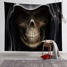 In fact, tapestries are the ideal artwork, depicting an engaging scene like a painting, but with the added element of soft texture. Diablo Bedroom Farmhoue Wall Tapestry Hanging Living Wall Room Tapestry Decor Ghost Tapestries Tapestry Skull Decor Decorative Home Decoration