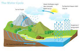 Proses terjadinya hujan dimulai dari sinar matahari yang panas menyebabkan adanya proses evaporasi. Proses Terjadinya Hujan