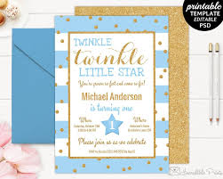 Boy Printable 1st Birthday Card Printable Twinkle Little Star Boy Birthday Party Invitation Template Boy Birthday Party Invitations Party Invite Template Christmas Party Invitation Template