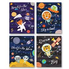 Top 20 inspirational quotes courtesy of kids' films are: Xun Animals Outer Space Art Print Cartoon Planet Inspirational Quote Canvas Wall Art 8 X10 X4 Pieces Unframed Perfect For Kids Bedroom Decoration Buy Online In Indonesia At Desertcart Id Productid 155292404