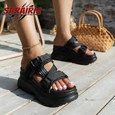 Сандалии SaraIris женские на платформе, удобные босоножки на толстом  каблуке, без застежки, повседневная удобная обувь, лето 2023 | AliExpress