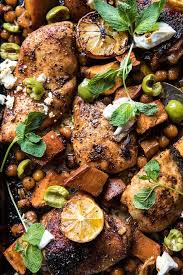 Sheet Pan Harissa Chicken With Chickpeas And Sweet Potatoes Half Baked Harvest Recipe Harissa Chicken Half Baked Harvest Recipes Sheet Pan Recipes