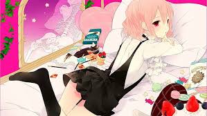 Maybe you would like to learn more about one of these? Anime Anime Girls Short Hair Pink Hair Red Eyes In Bed Looking At Viewer Hd Wallpaper Wallpaperbetter